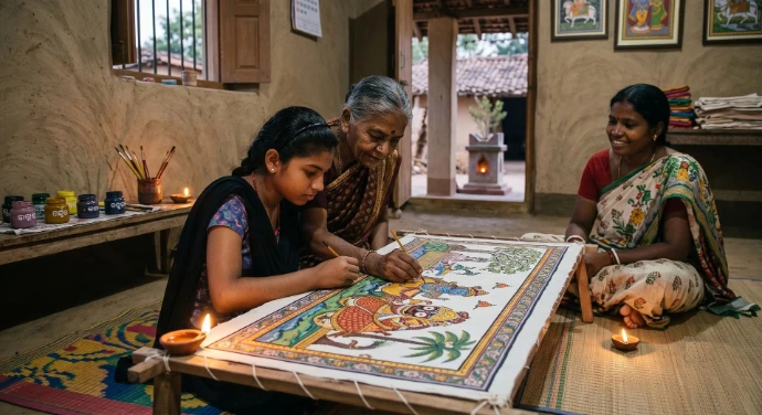 Historic village of Olashingh, the birthplace of RRiBHu Atelier's Pattachitra heritage