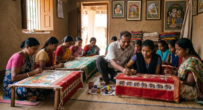 Pattachitra workshop empowering local women in Odisha