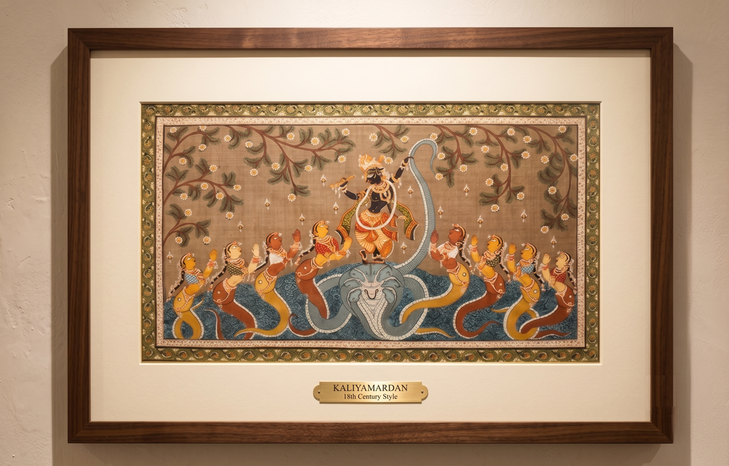 The "Kaliya Mardana" Heritage Pattachitra Hand-Painted Wall Artwork