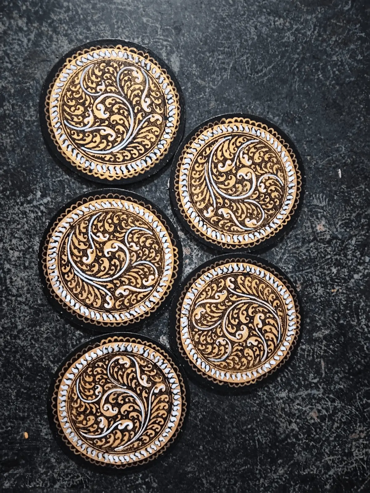Hand-Painted Odisha Pattachitra MDF Coasters – Set of 5 (4 Inch)